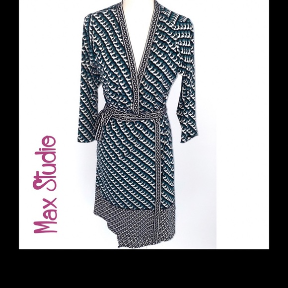 Max studio wrap green wrap Dress Size large - Picture 1 of 14